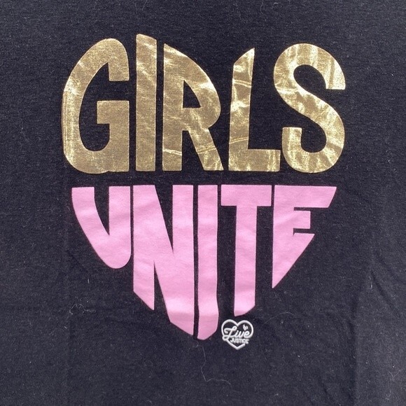 Justice Girls Black Short Sleeve Girls Unite Graphic Tee Shirt size 14 - Picture 2 of 6